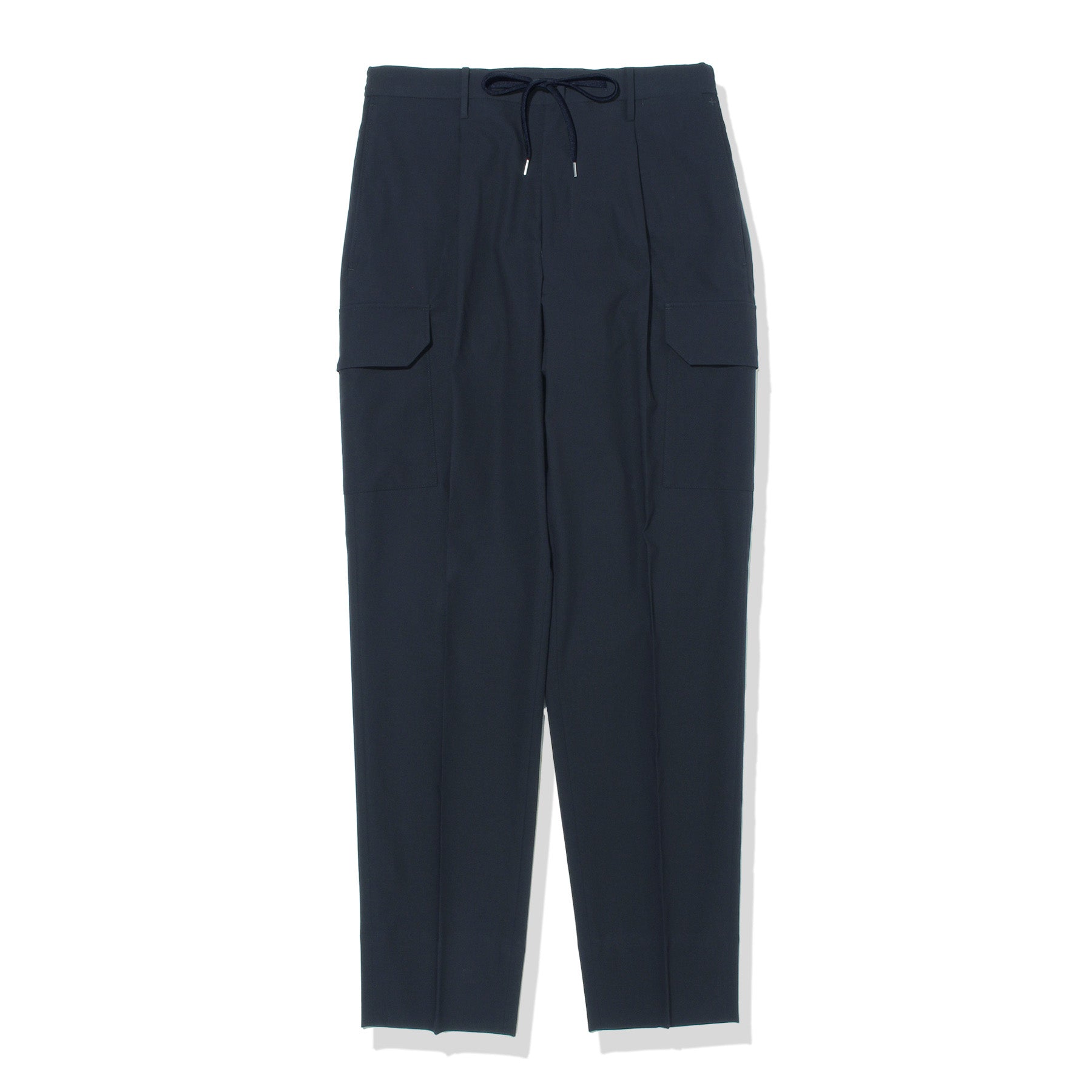 High Twist Cotton Panama Cargo Trousers Color: Navy