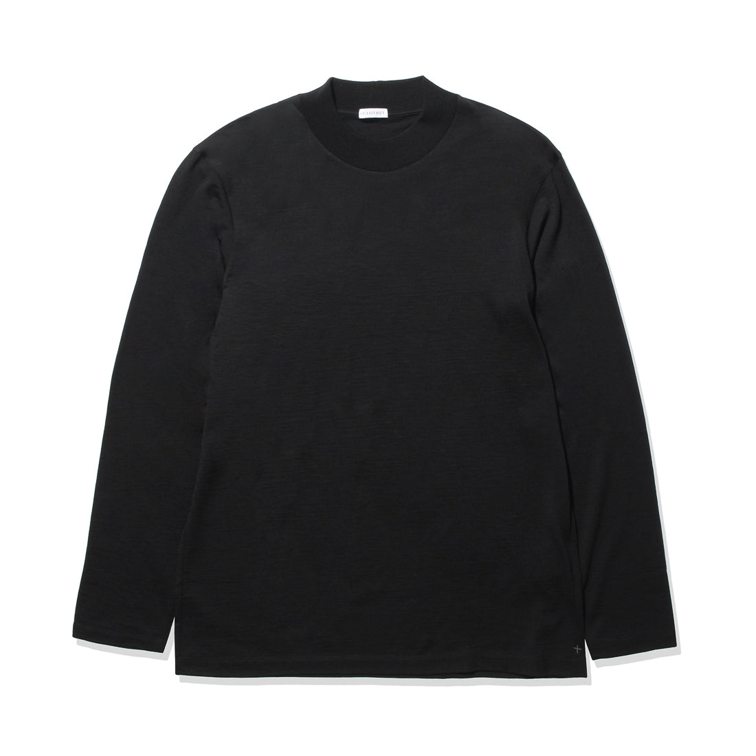 Wool Tailored Mock Neck Long Sleeve T-shirt Color: Black