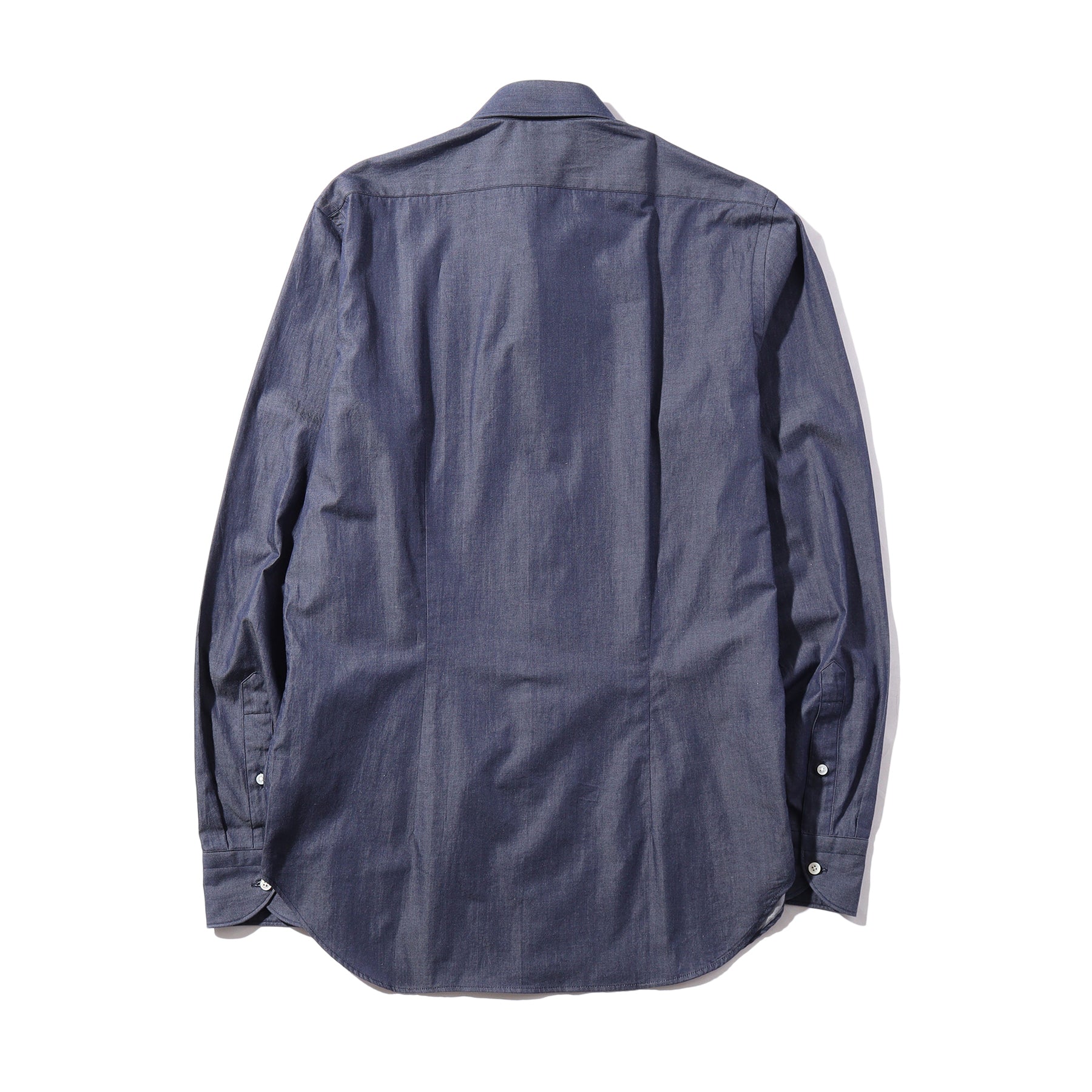スビンプラチナムリアクティブデニムシャツネイビーの背面を写した商品画像