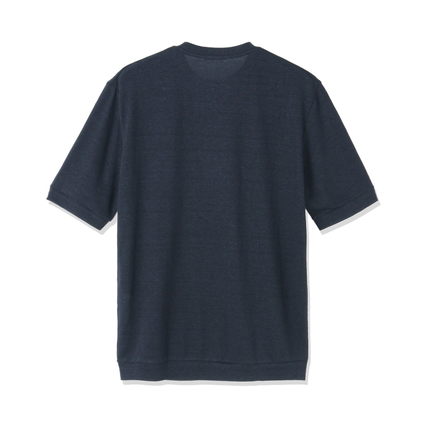 Linen Jersey Tailored Ribbed Hem T-shirt Color: Navy