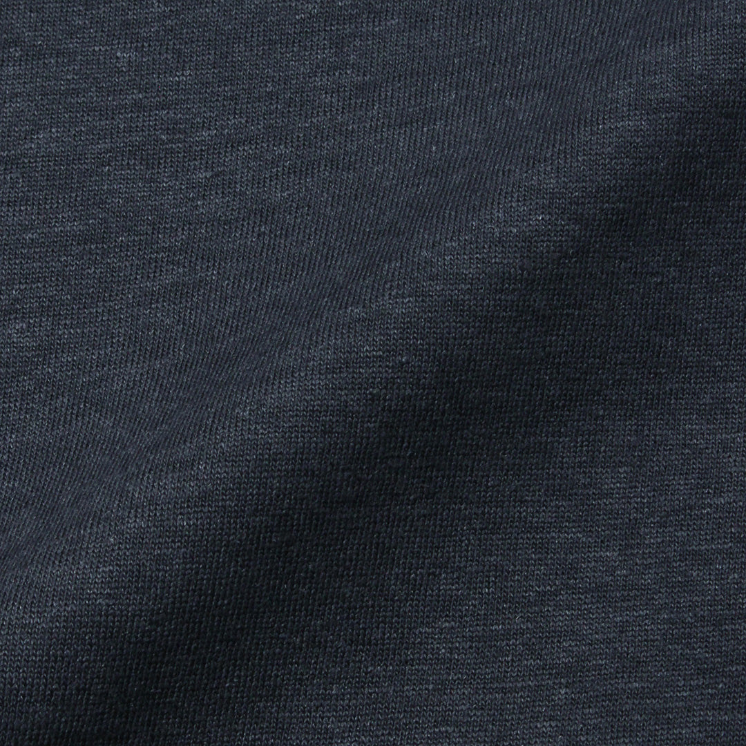 Linen Jersey Tailored Ribbed Hem T-shirt Color: Navy