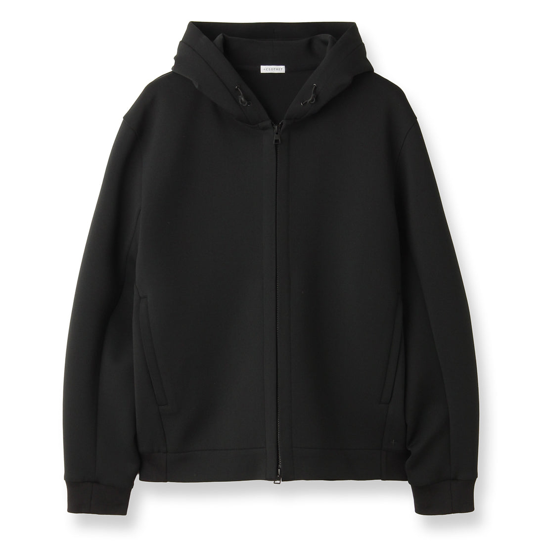 トリアセテート スキューバジャージーフーディー ブラック | +CLOTHET トリアセテート スキューバジャージーフーディー ブラック | +CLOTHET