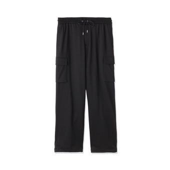 Smooth Terry Wide Cargo Pants Color: Black