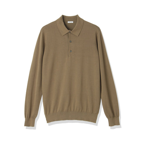 Long Sleeve Knit Polo-shirt Color: Fawn