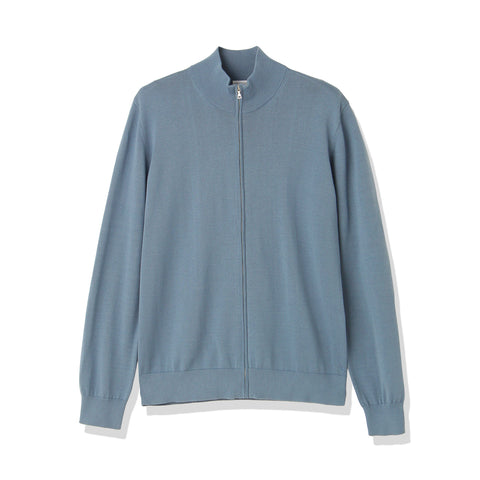 SUVIN PLATINUM Zip Up Knit Color: Slate Blue