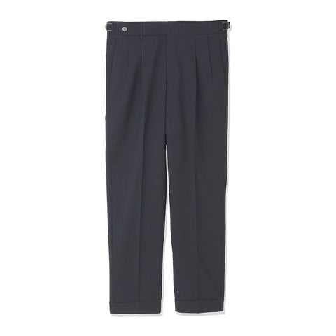 Seersucker Two Pleats Trousers Color: Deep Navy