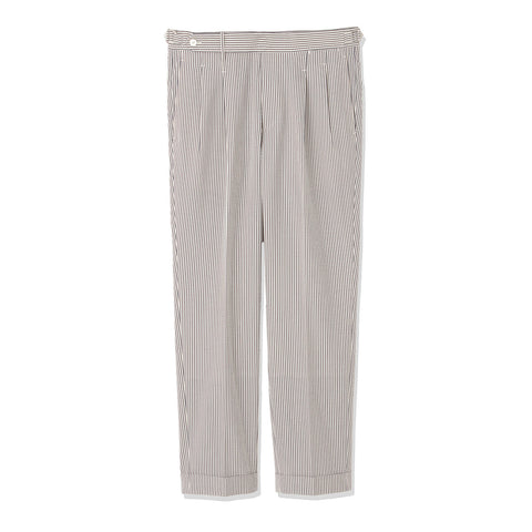 Seersucker Two Pleats Trousers Color: Navy Stripe