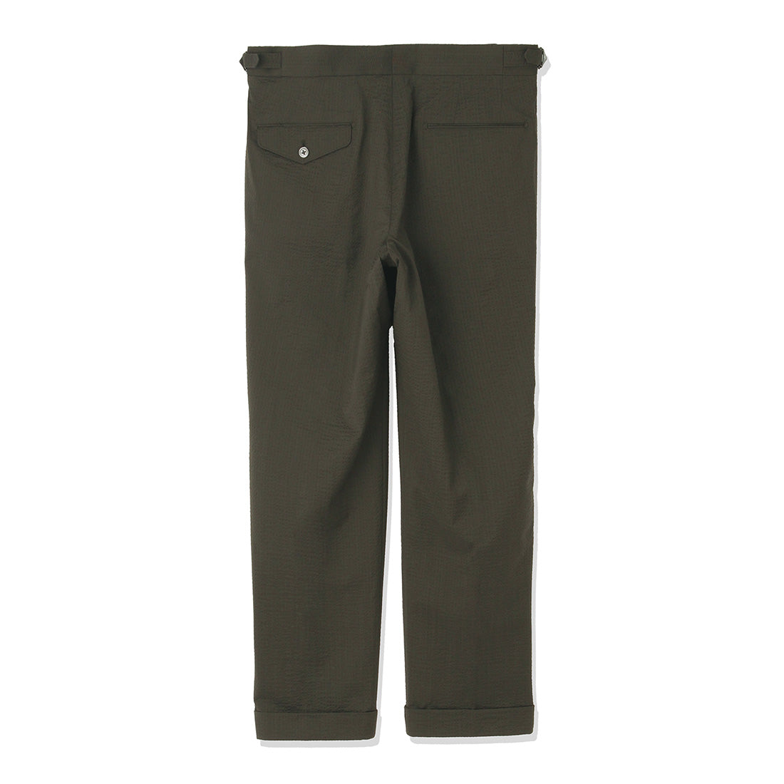 Seersucker Two Pleats Trousers Color: Olive