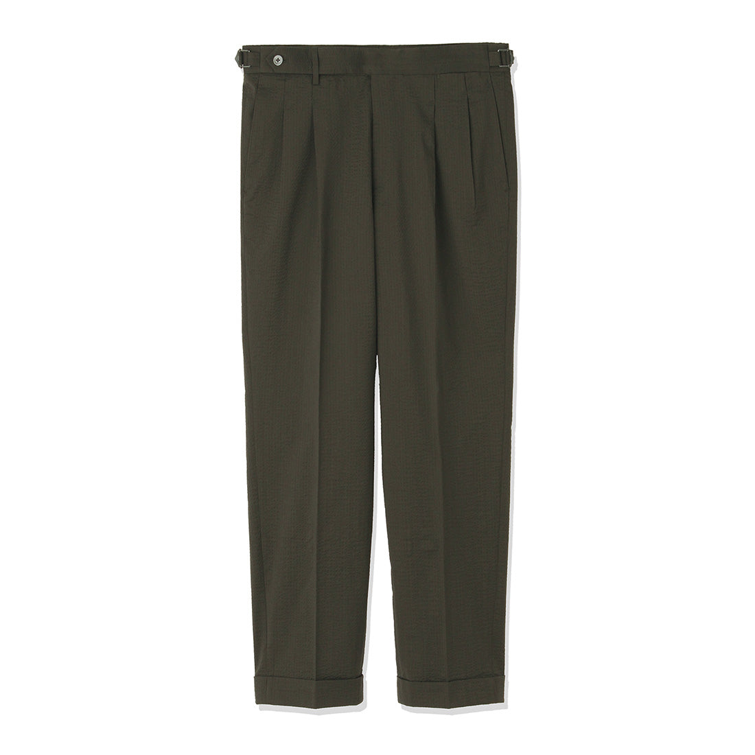 Seersucker Two Pleats Trousers Color: Olive