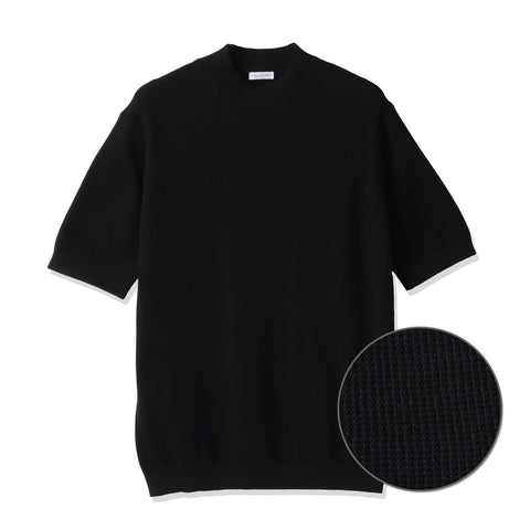 Mini Thermal Mock Neck Knit T-shirt Color: Black