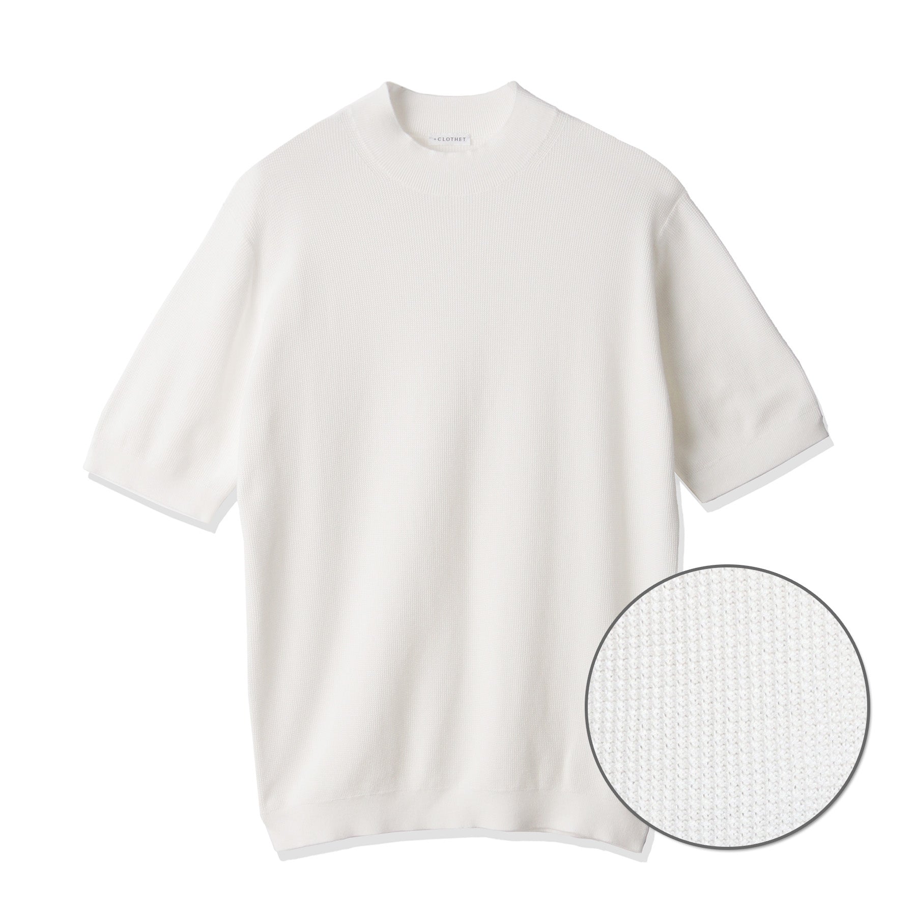 Mini Thermal Mock Neck Knit T-shirt Color: White