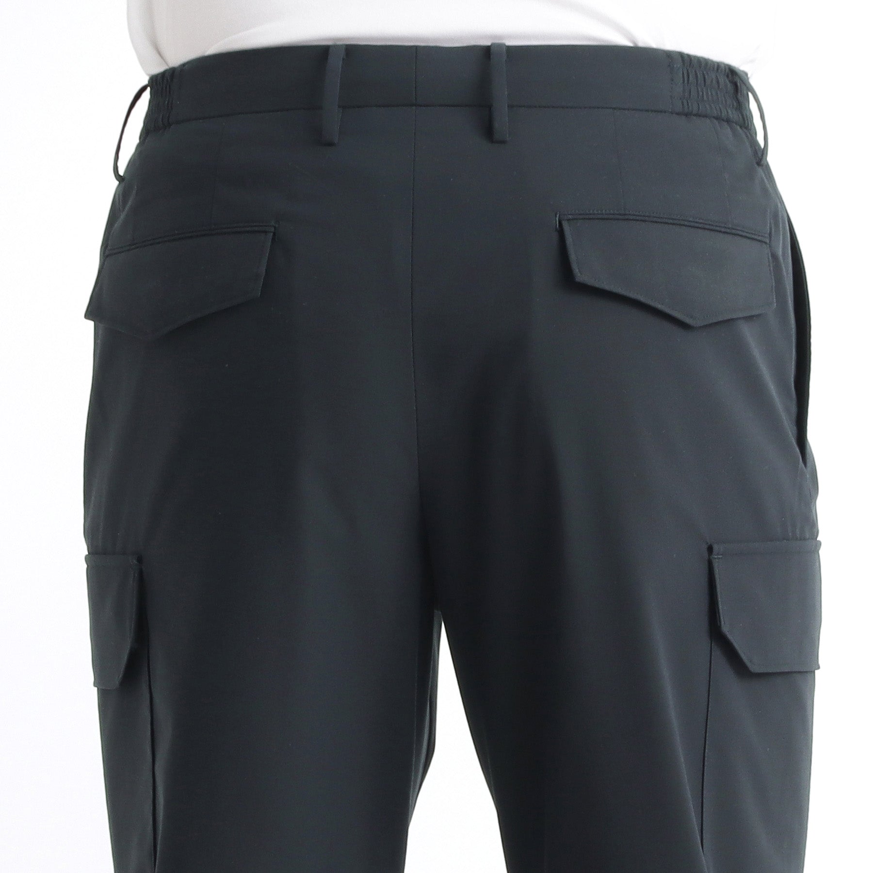 High Twist Cotton Panama Cargo Trousers Color: Navy