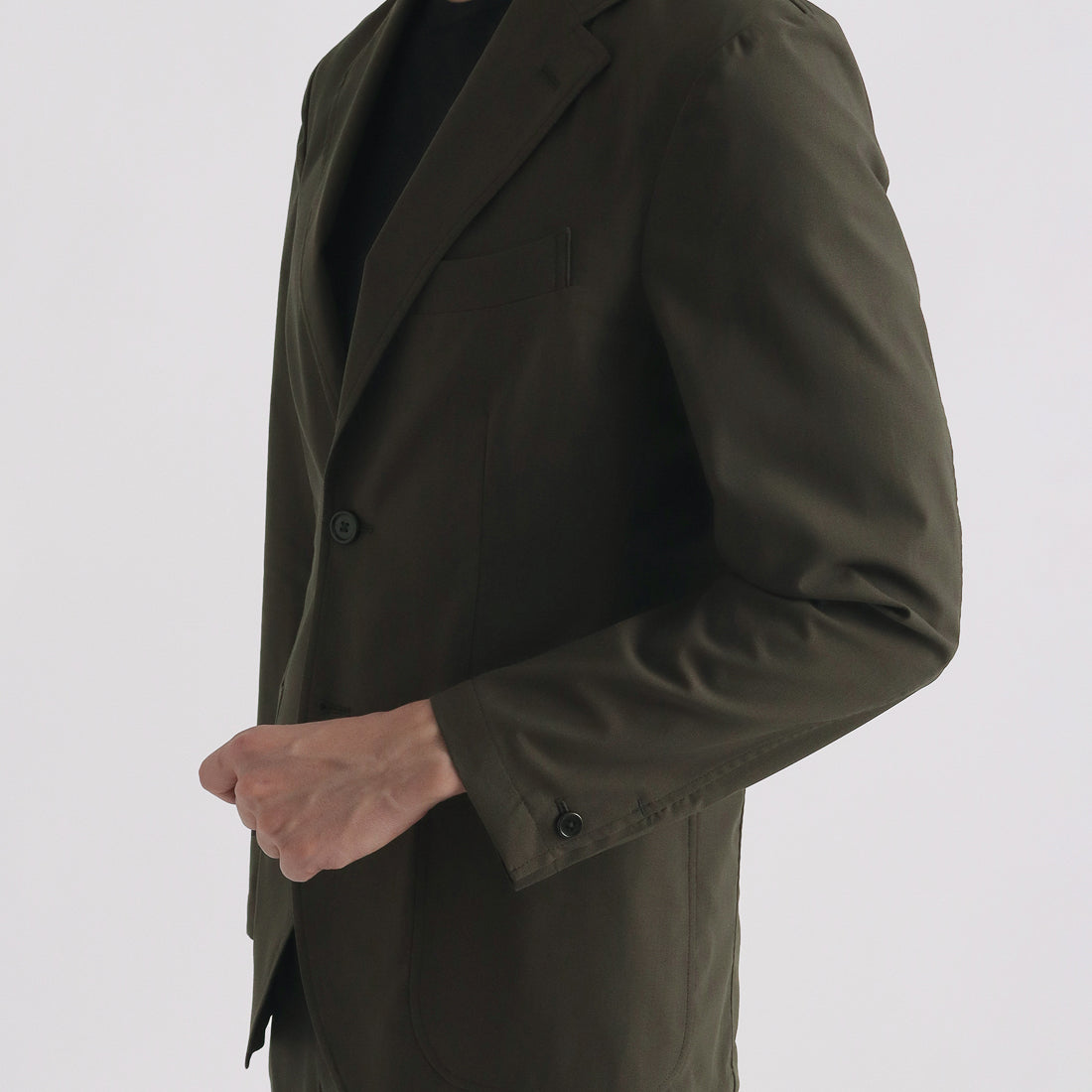 High Twist Cotton Panama Easy Jacket Color: Olive