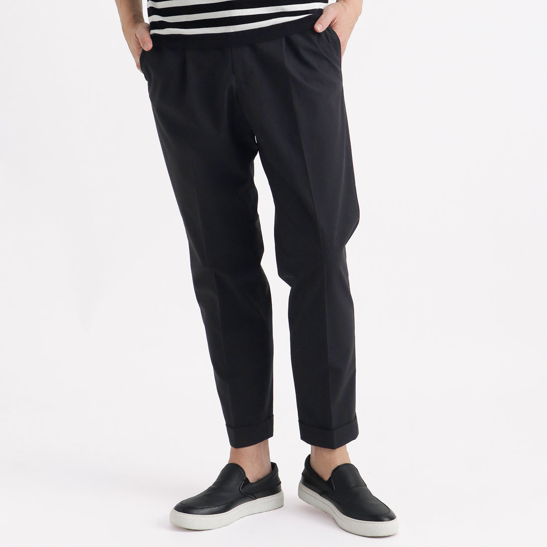 High Twist Cotton Panama Easy Trousers Color: Black