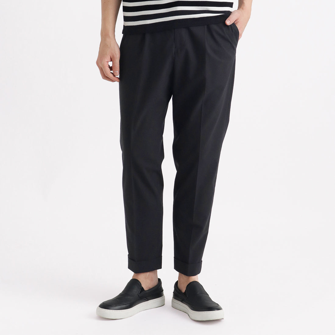 High Twist Cotton Panama Easy Trousers Color: Black