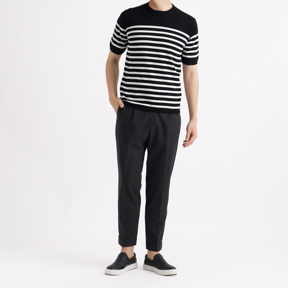 High Twist Cotton Panama Easy Trousers Color: Black