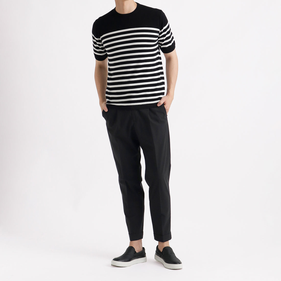 High Twist Cotton Panama Easy Trousers Color: Black