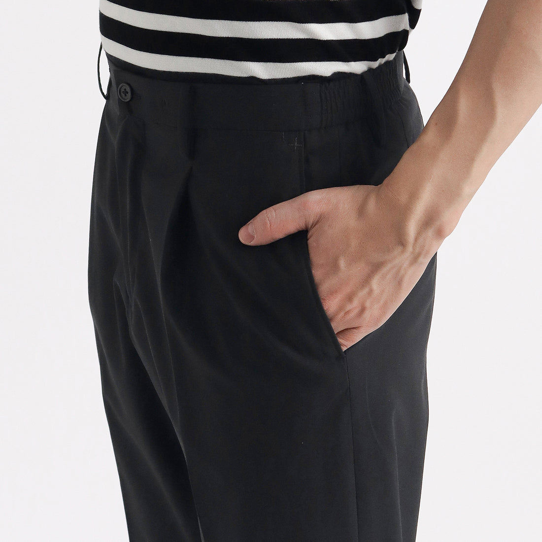 High Twist Cotton Panama Easy Trousers Color: Black