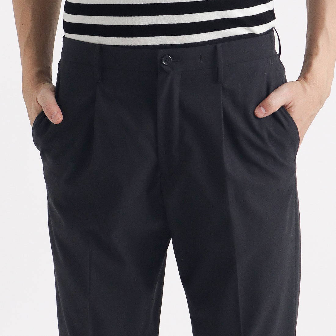 High Twist Cotton Panama Easy Trousers Color: Black