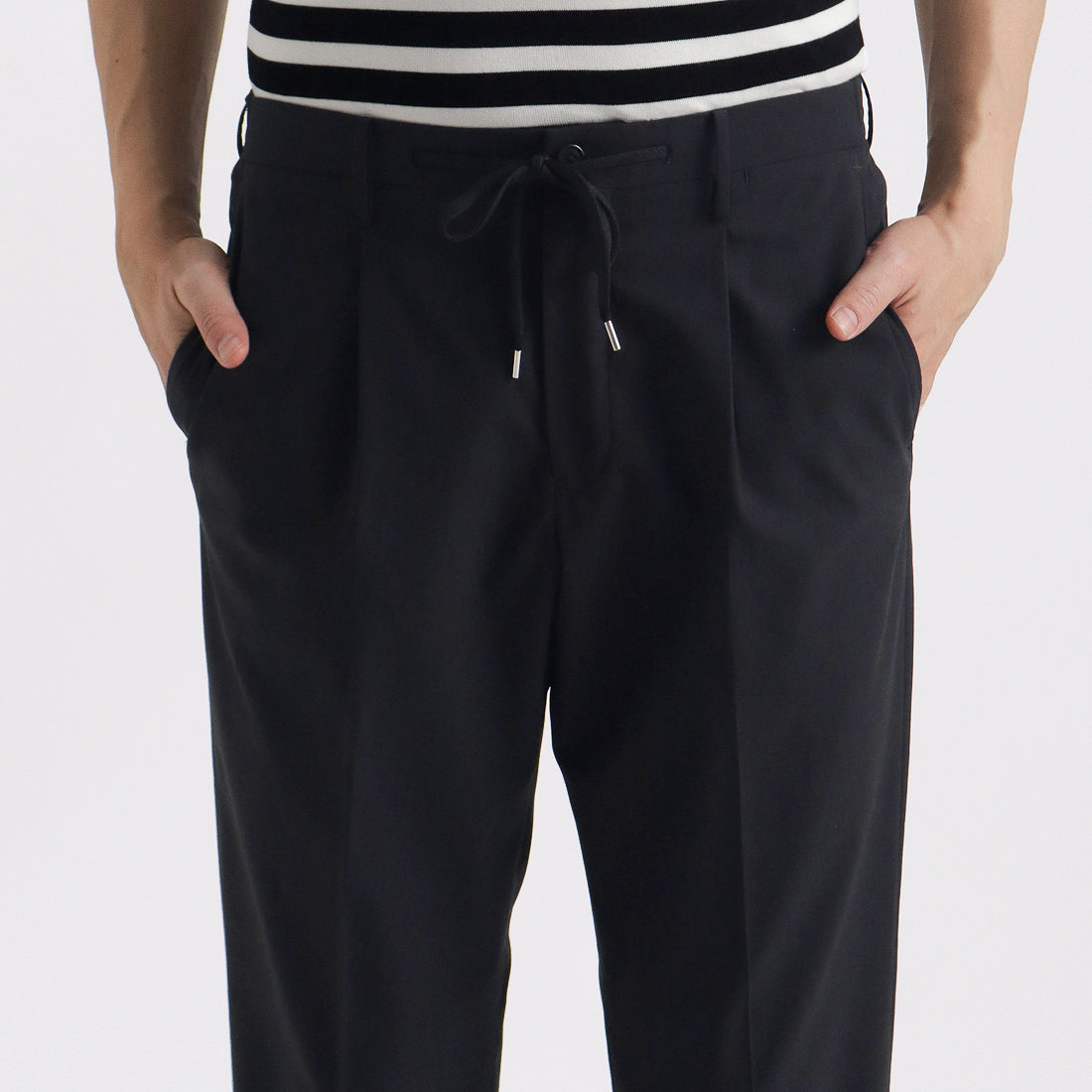 High Twist Cotton Panama Easy Trousers Color: Black