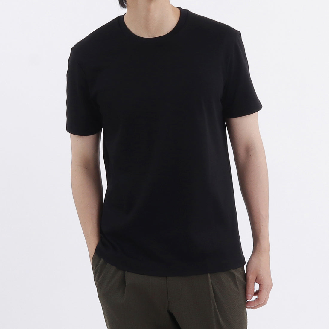【THE LIMITED EDITION】 Lyocell&Cotton Tailored T-shirt Color: Black