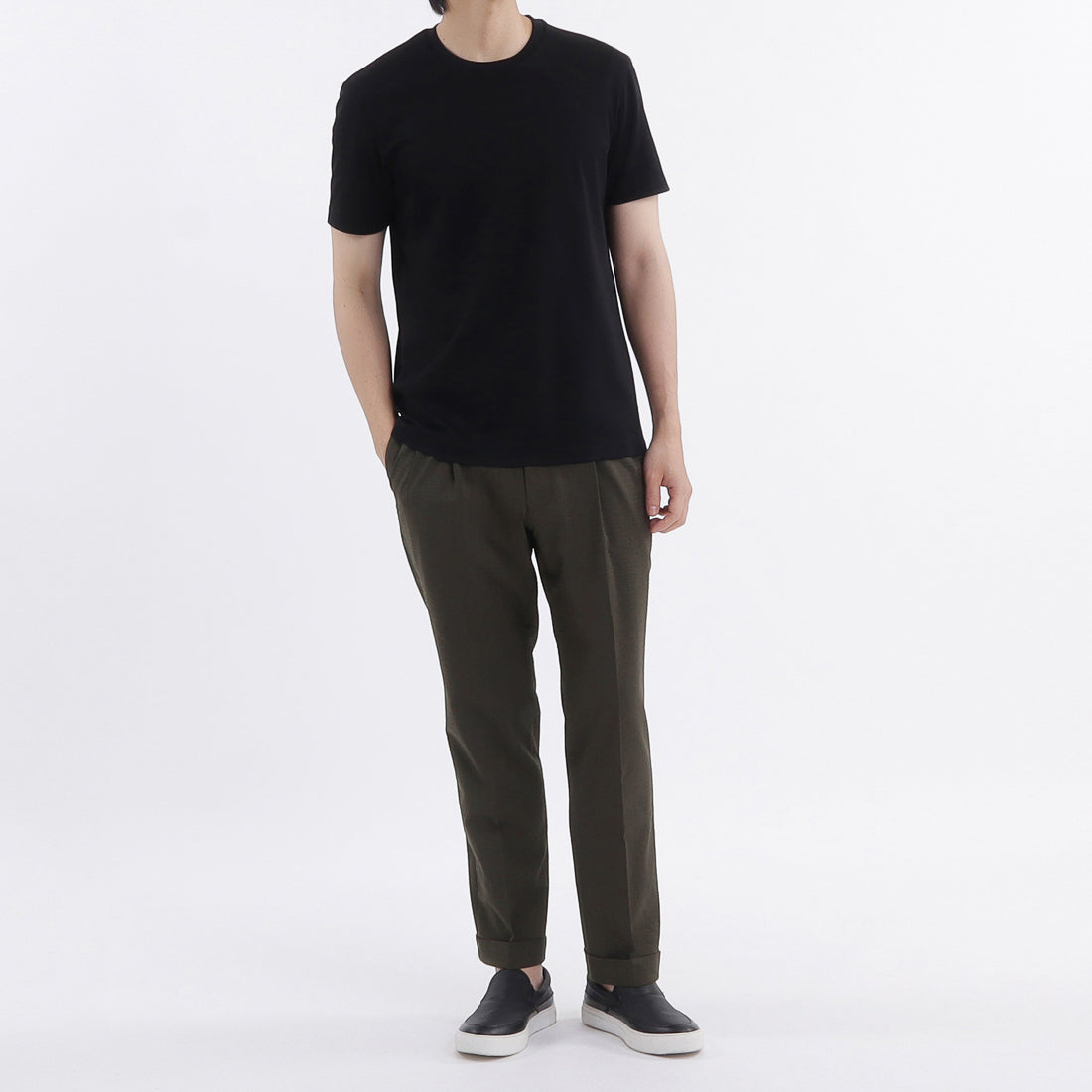 【THE LIMITED EDITION】 Lyocell&Cotton Tailored T-shirt Color: Black