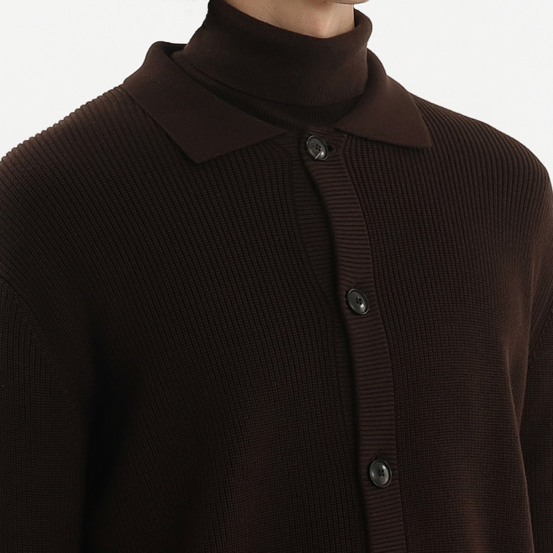 Middle Gauge Knit Cardigan Color: Oak