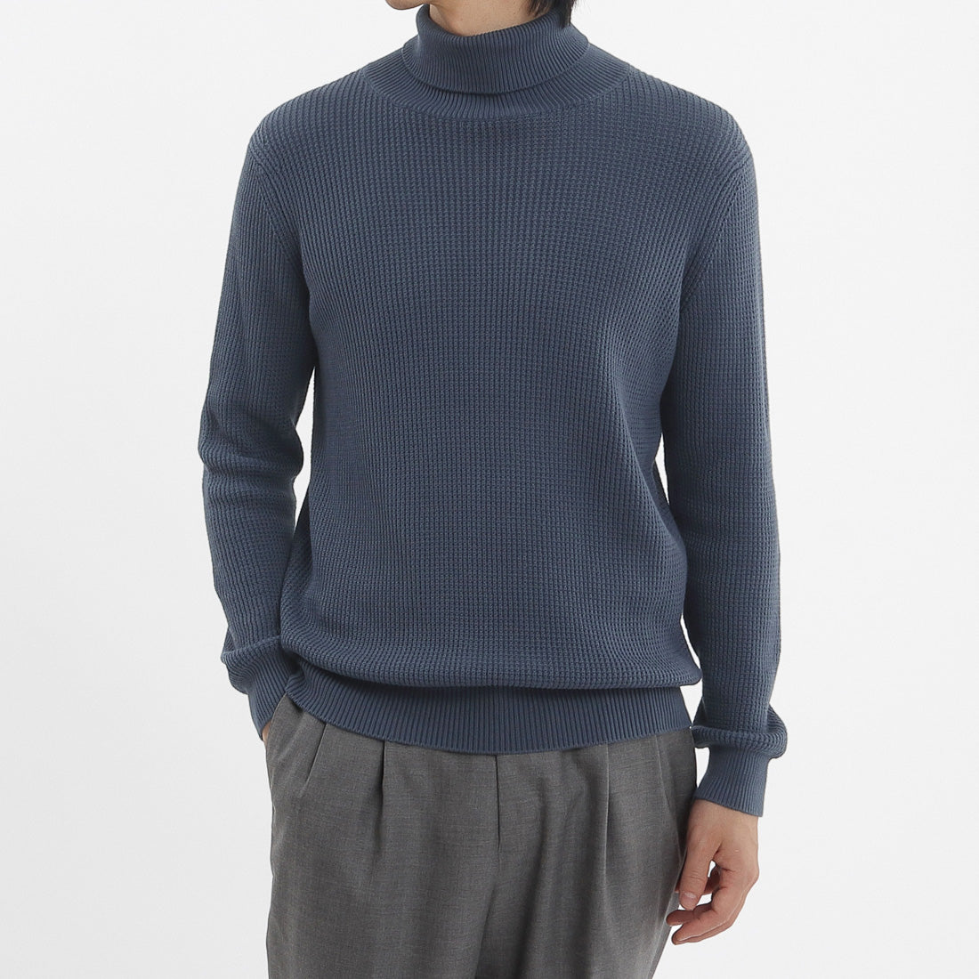 Middle Gauge Turtleneck Knit Color: Graphite Blue