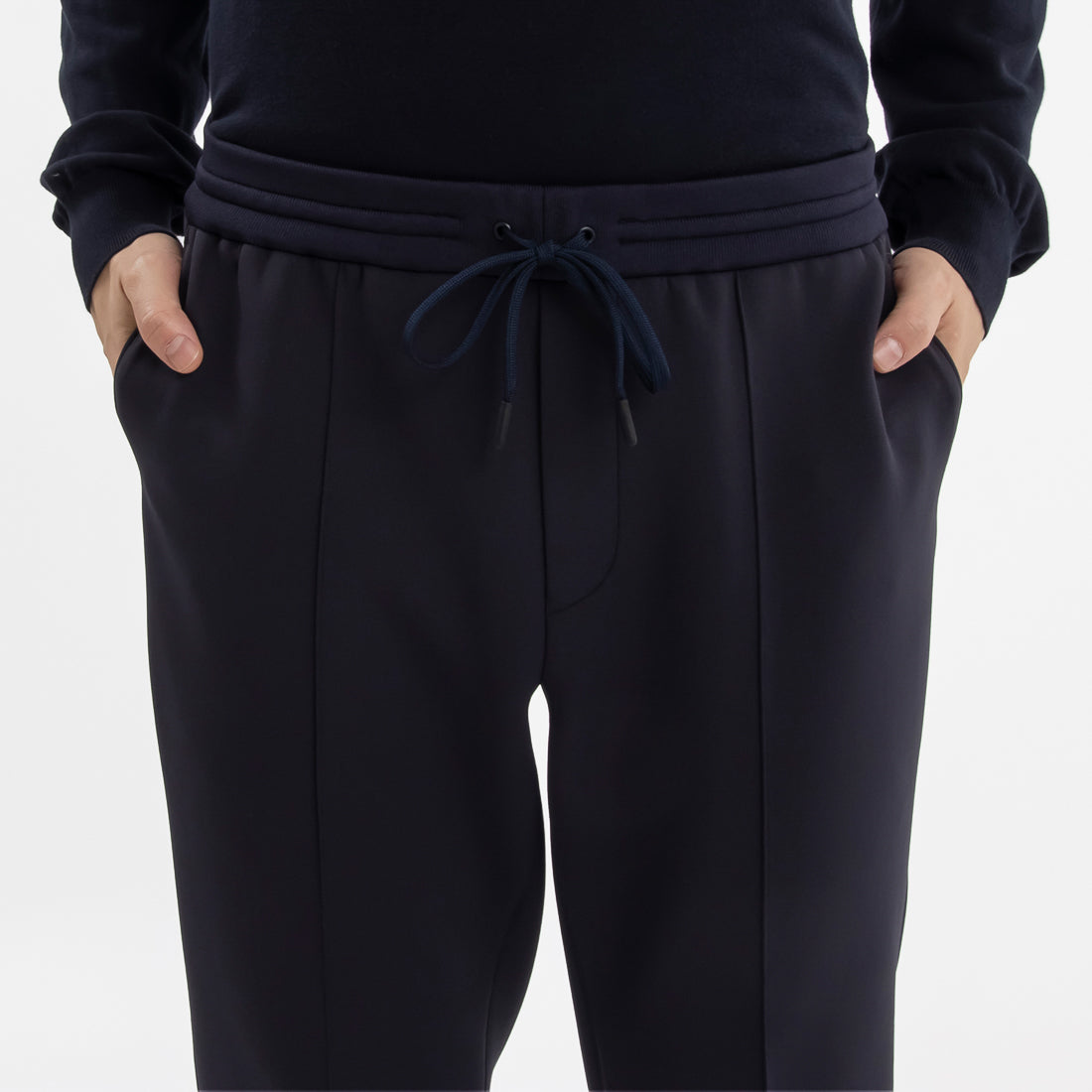 Triacetate Scuba Jersey Jogger Pants Color: Navy
