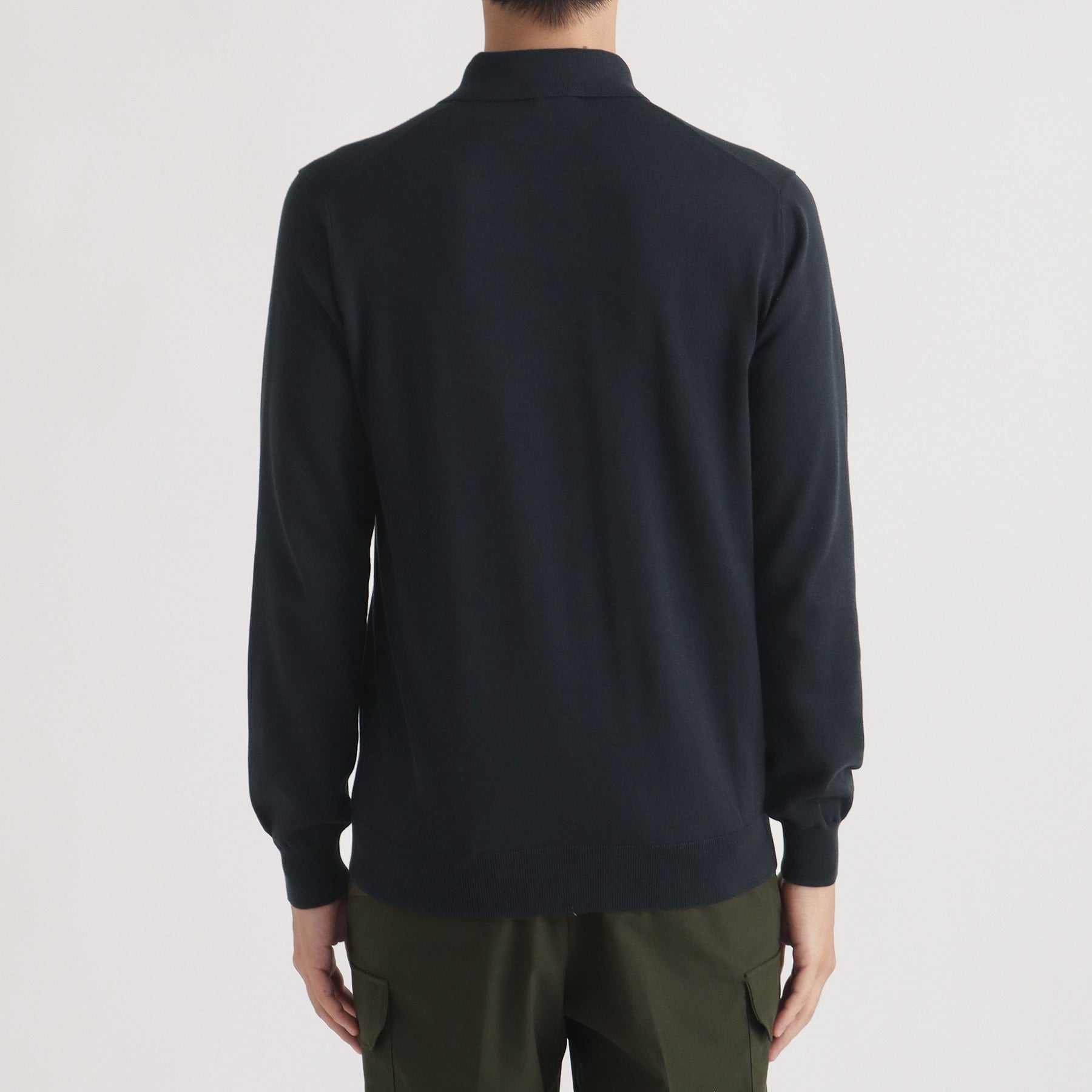 Long Sleeve Knit Polo-shirt Color: Navy