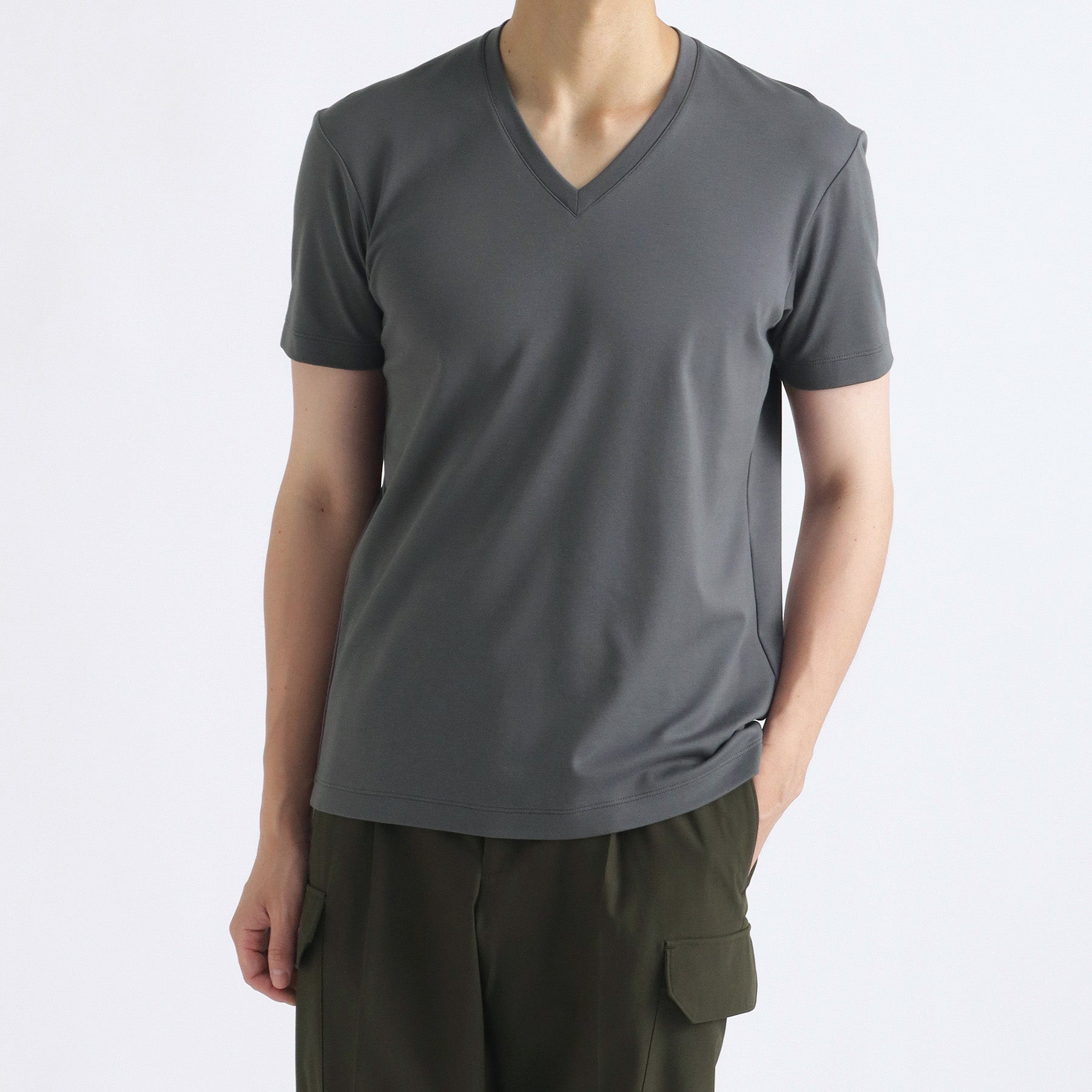 Tailored Vneck T-shirt Color: Asphalt