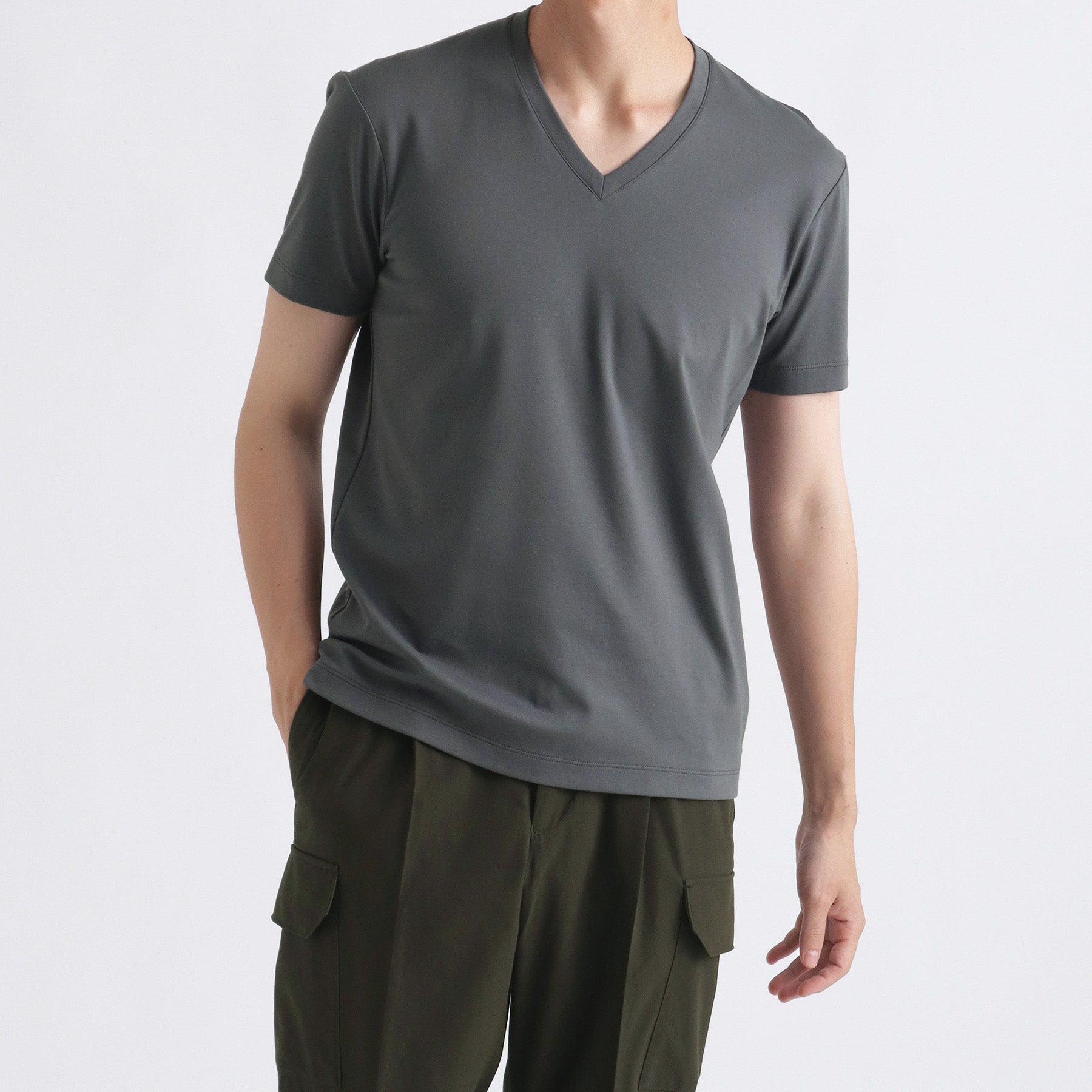 Tailored Vneck T-shirt Color: Asphalt