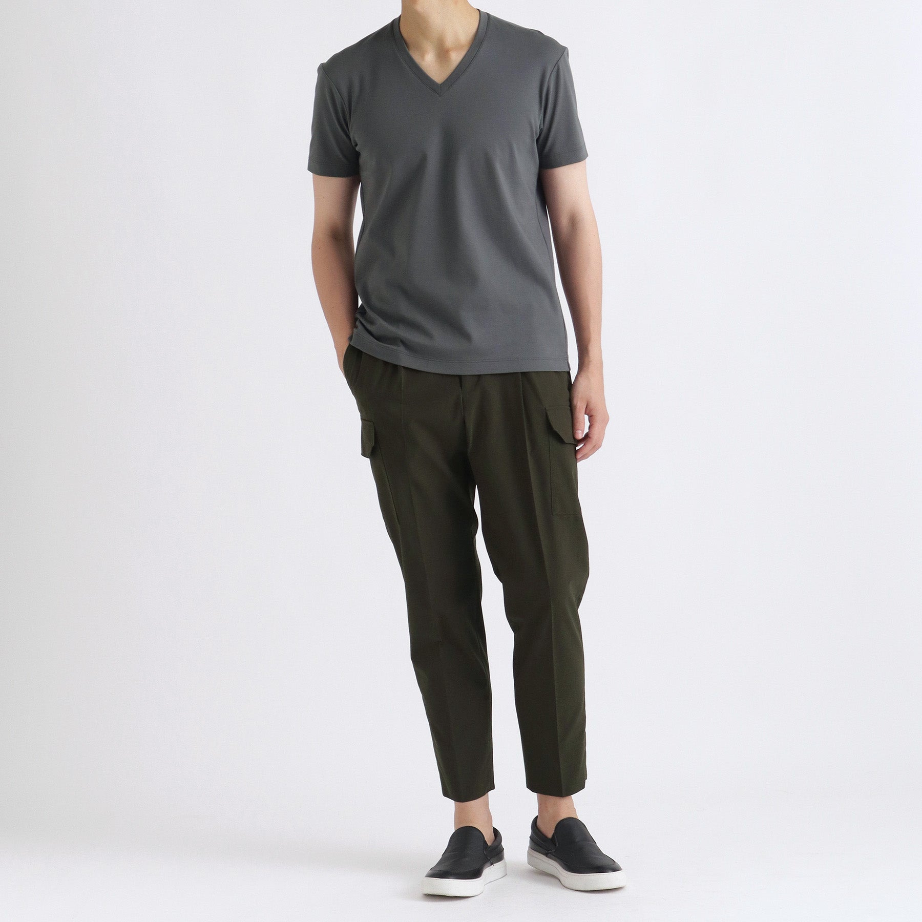 Tailored Vneck T-shirt Color: Asphalt