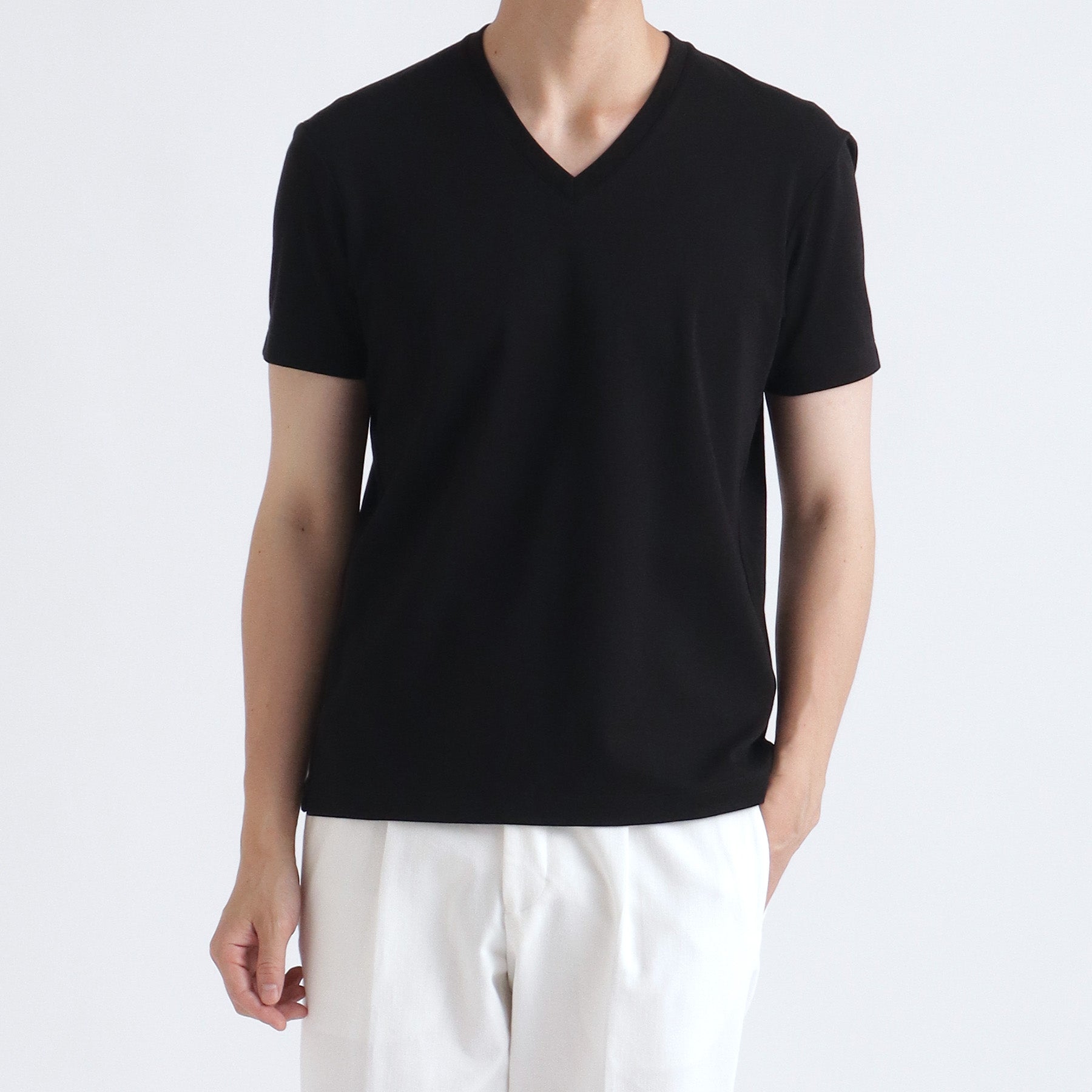 【カスタムオーダー】Tailored Vneck T-shirt: Black