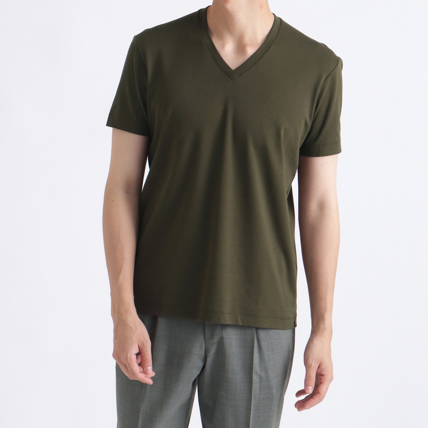 Tailored Vneck T-shirt Color: Olive