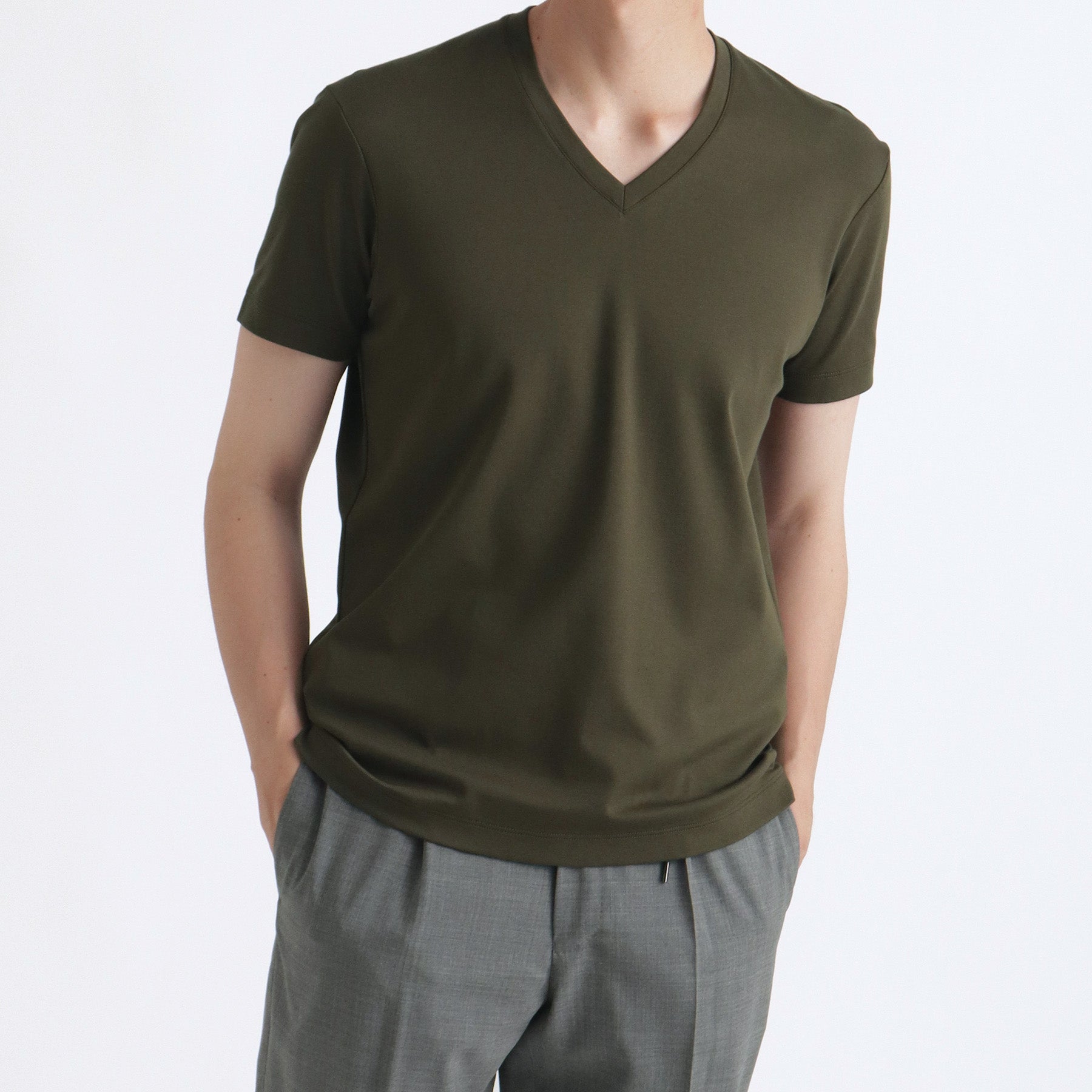 Tailored Vneck T-shirt Color: Olive