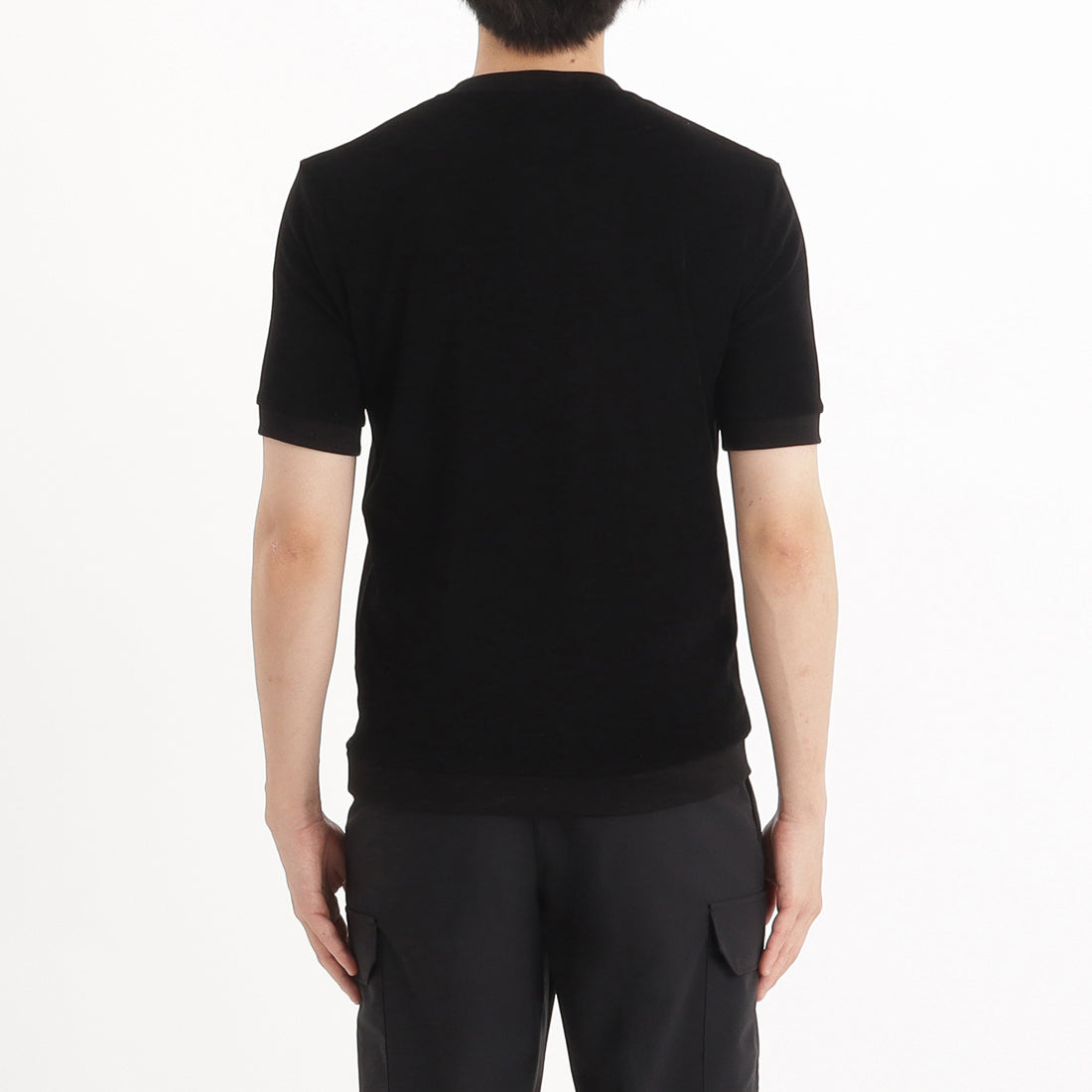 Micro Pile Tailored Ribbed Hem T-shirt Color: Black