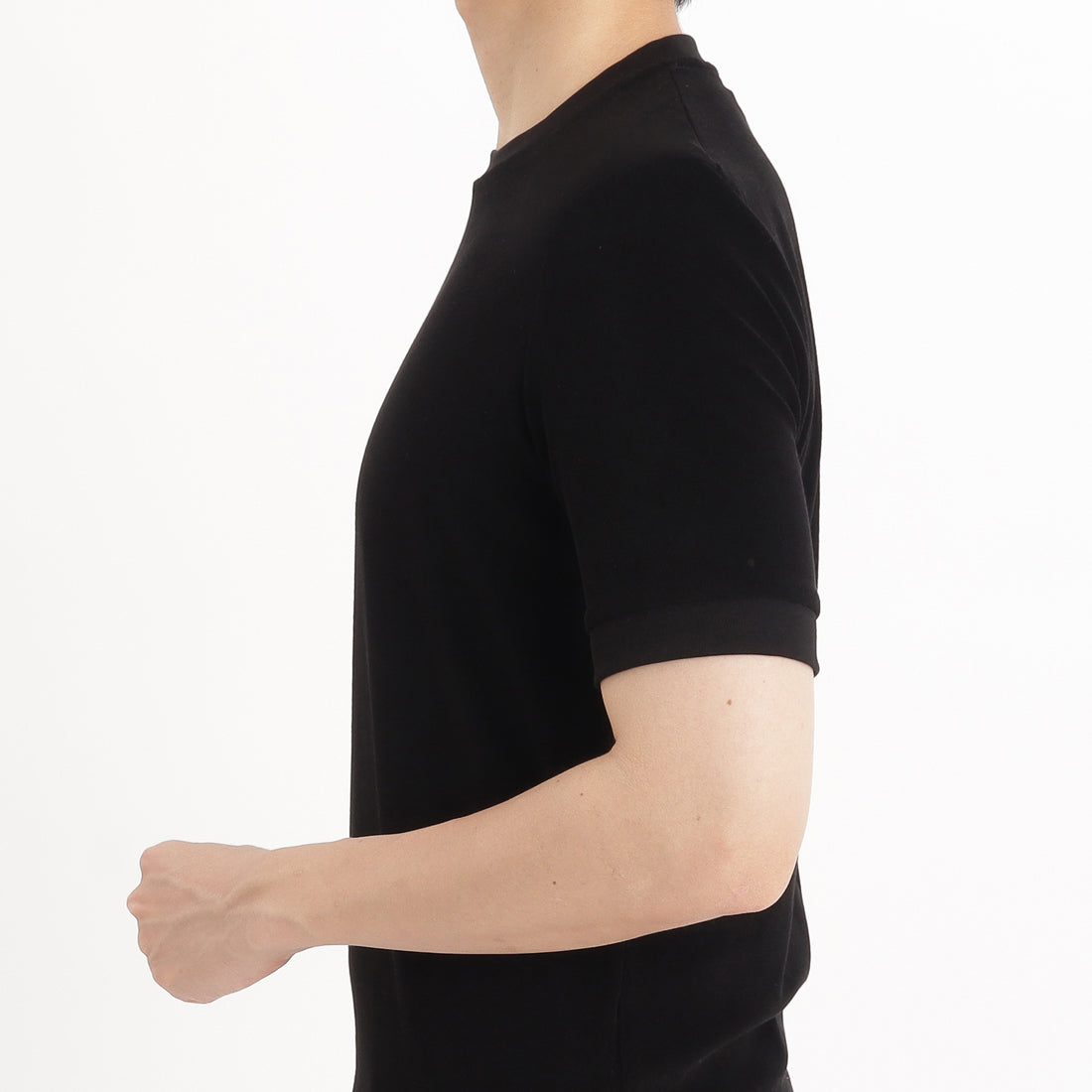 Micro Pile Tailored Ribbed Hem T-shirt Color: Black