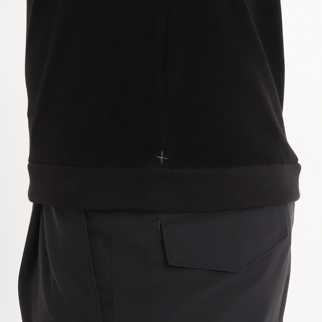 Micro Pile Tailored Ribbed Hem T-shirt Color: Black