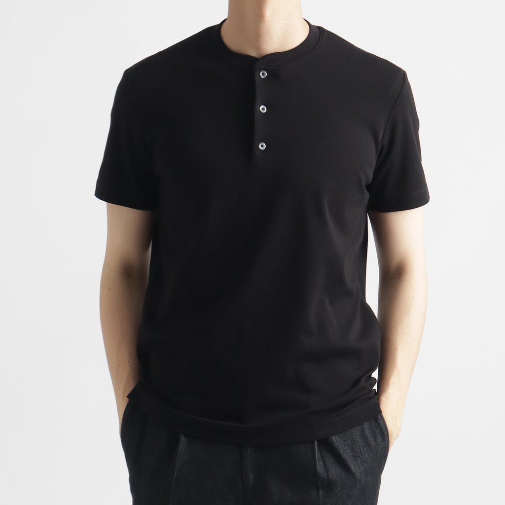 【新品】 Needles ヘンリーネックシャツ 半袖 ブラック M 黒 NEEDLES＞ヘンリーネック コットンピケ Tシャツ
