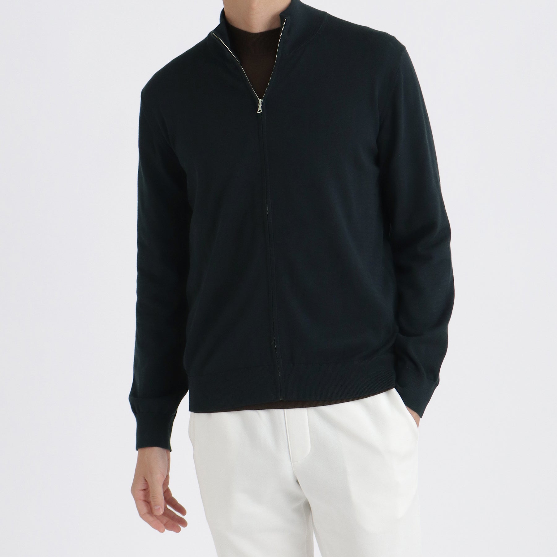 SUVIN PLATINUM Zip Up Knit Color: Navy
