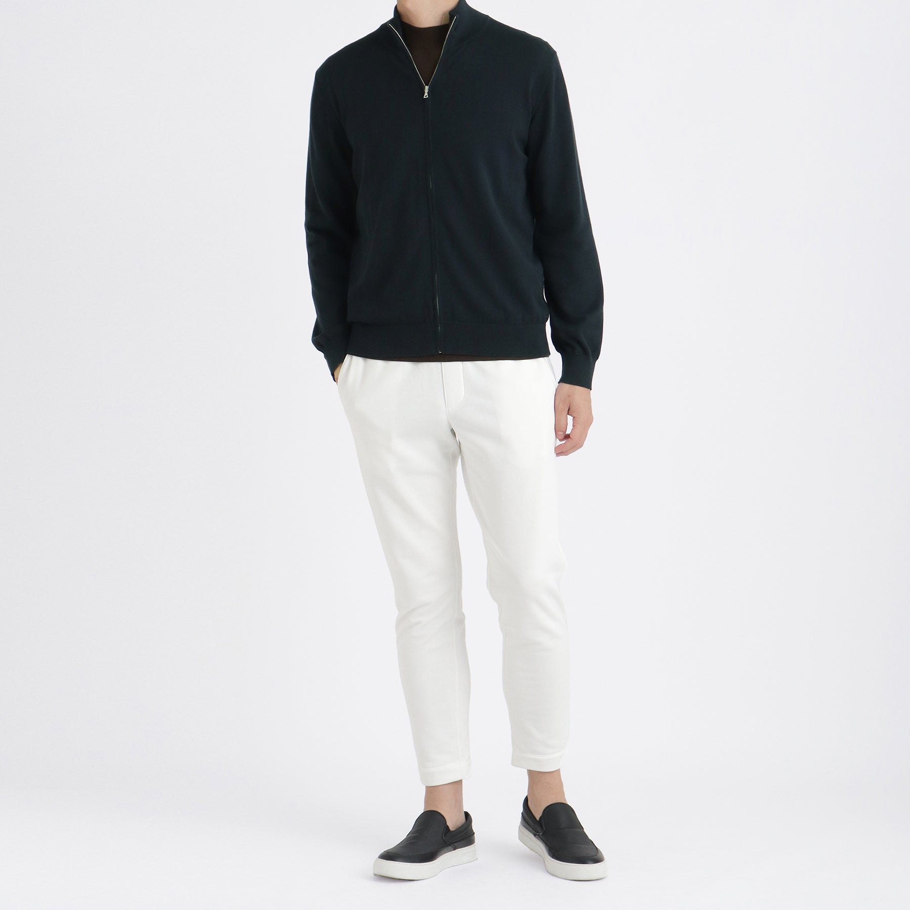 SUVIN PLATINUM Zip Up Knit Color: Navy