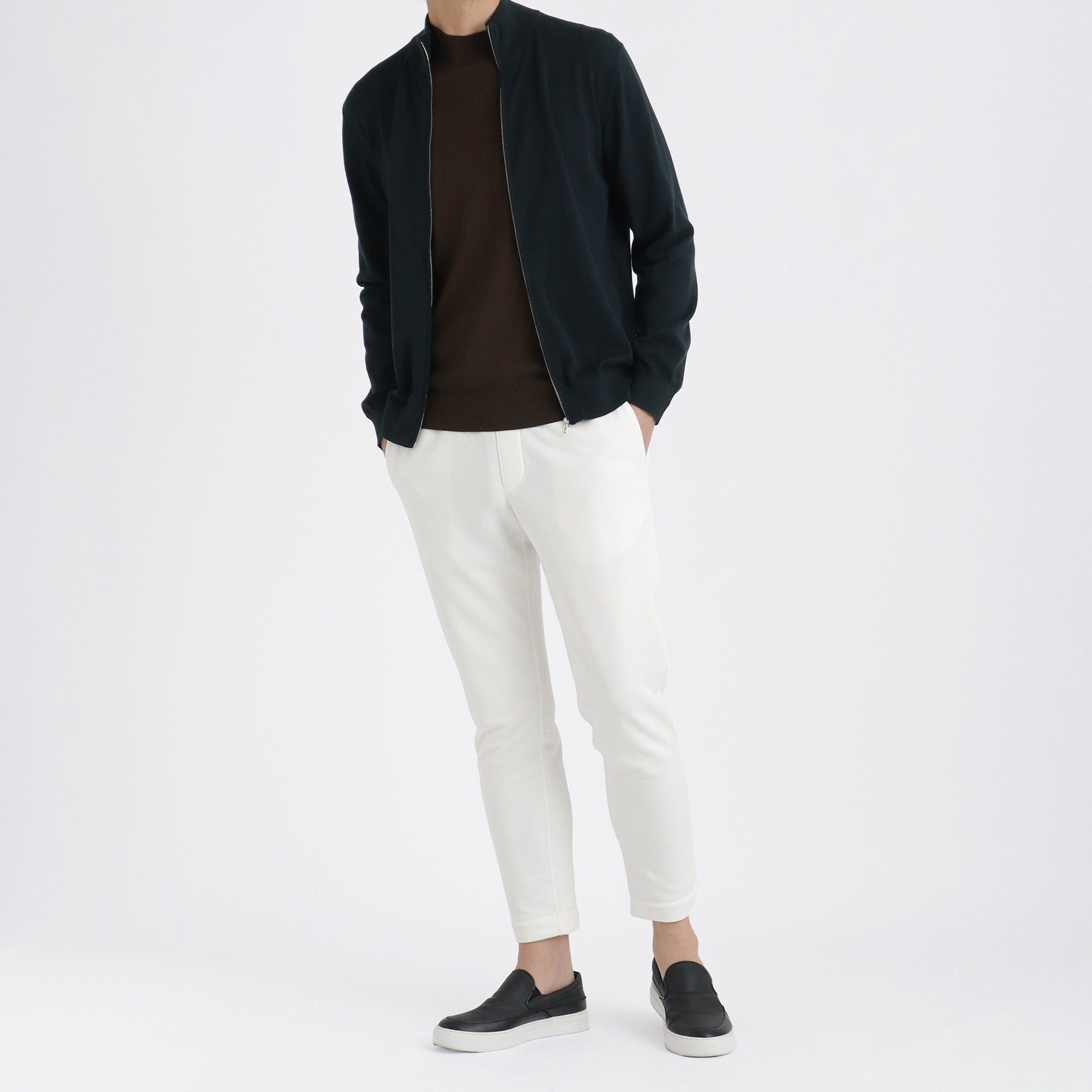 SUVIN PLATINUM Zip Up Knit Color: Navy