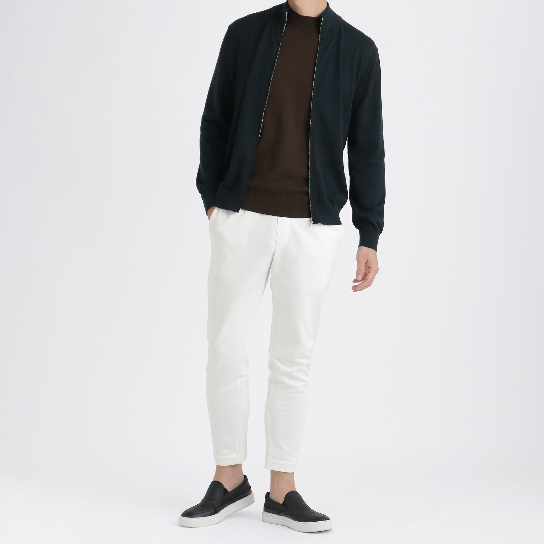 SUVIN PLATINUM Zip Up Knit Color: Navy