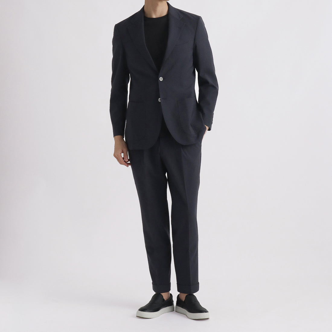 Seersucker Tailored Jacket Color: Deep Navy