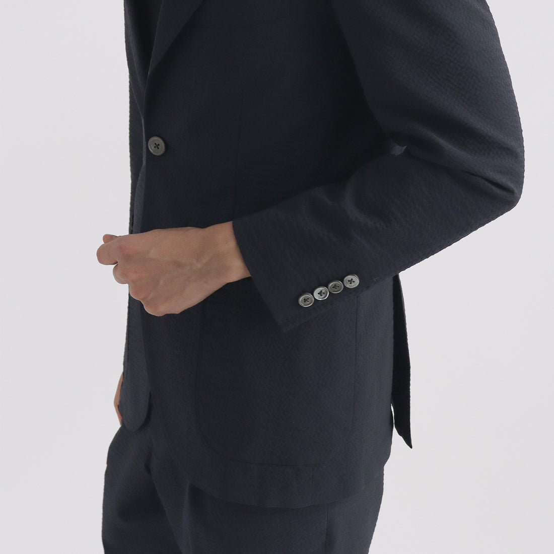 Seersucker Tailored Jacket Color: Deep Navy