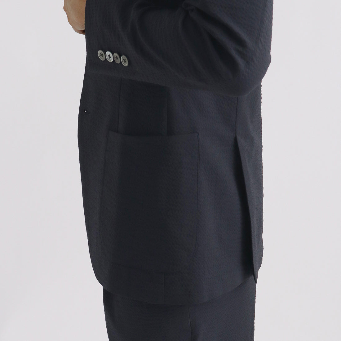 Seersucker Tailored Jacket Color: Deep Navy