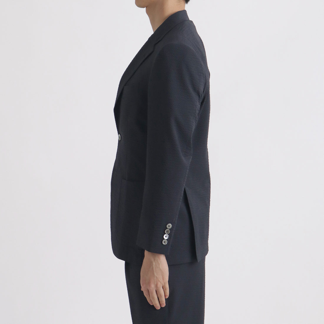 Seersucker Tailored Jacket Color: Deep Navy