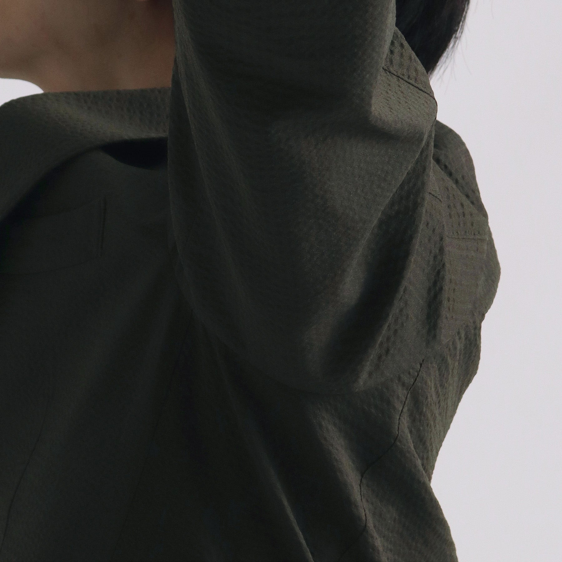 Seersucker Tailored Jacket Color: Olive