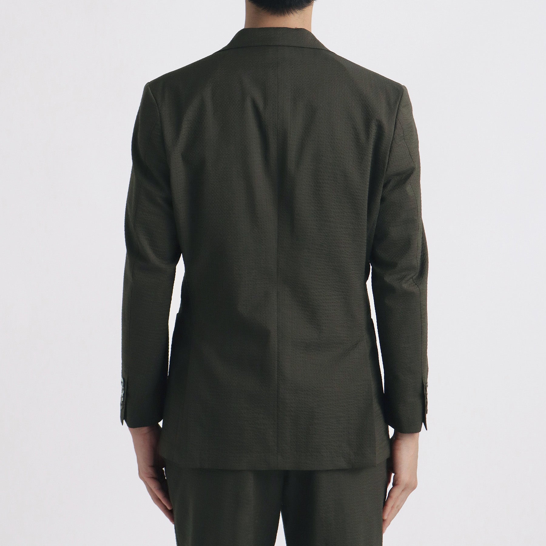 Seersucker Tailored Jacket Color: Olive